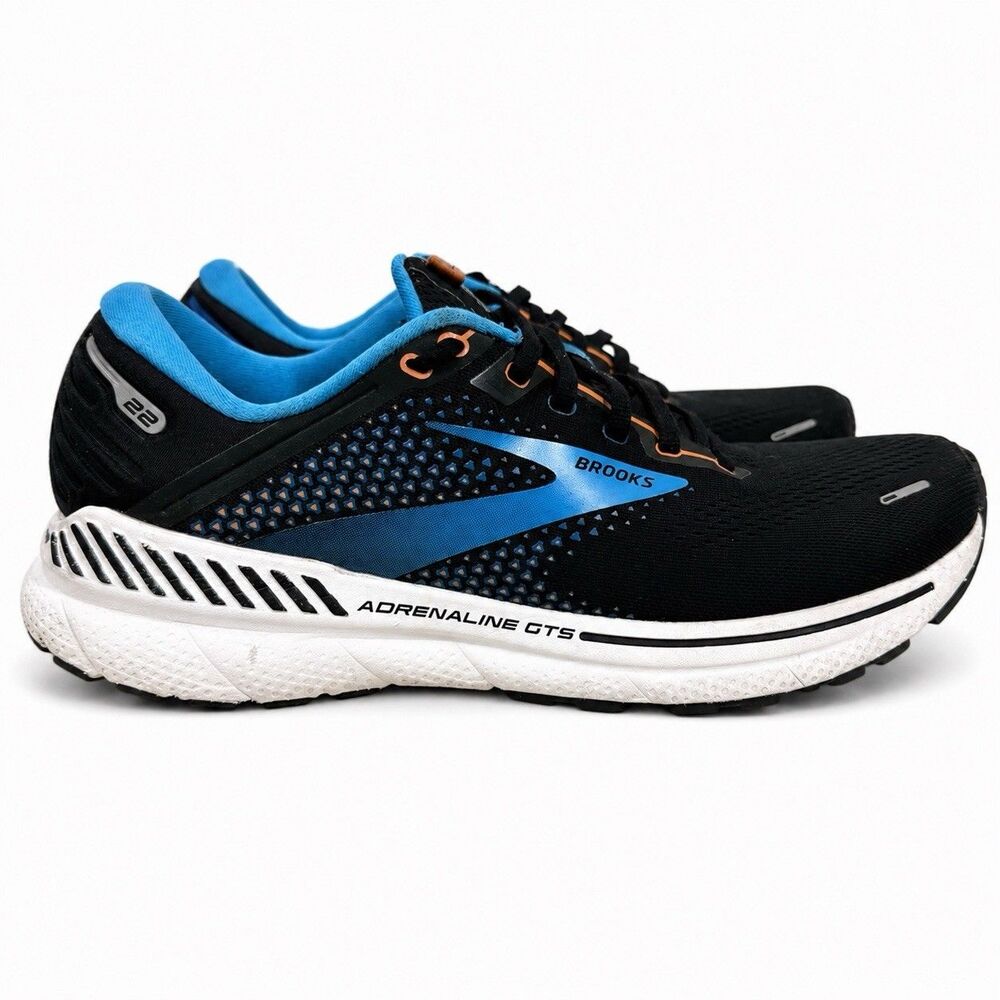 Brooks Adrenaline GTS 22 Men’s Running Shoes Size 10.5 Black Blue Sneaker Run